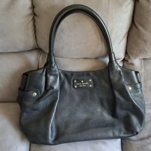 Kate Spade Black Leather Handbag Purse EUC